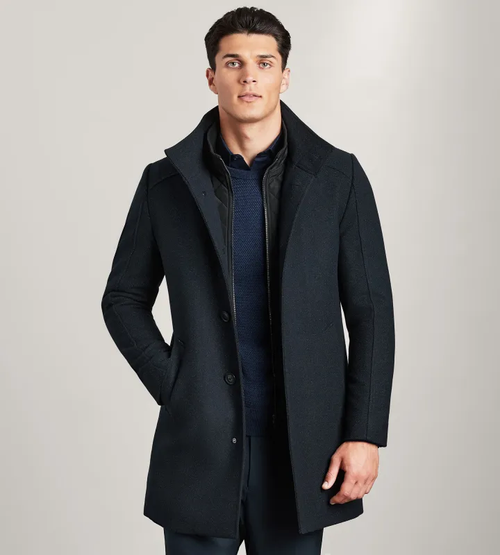 Slim Fit Funnel Collar Donegal Wool Coat sold by Tip Top