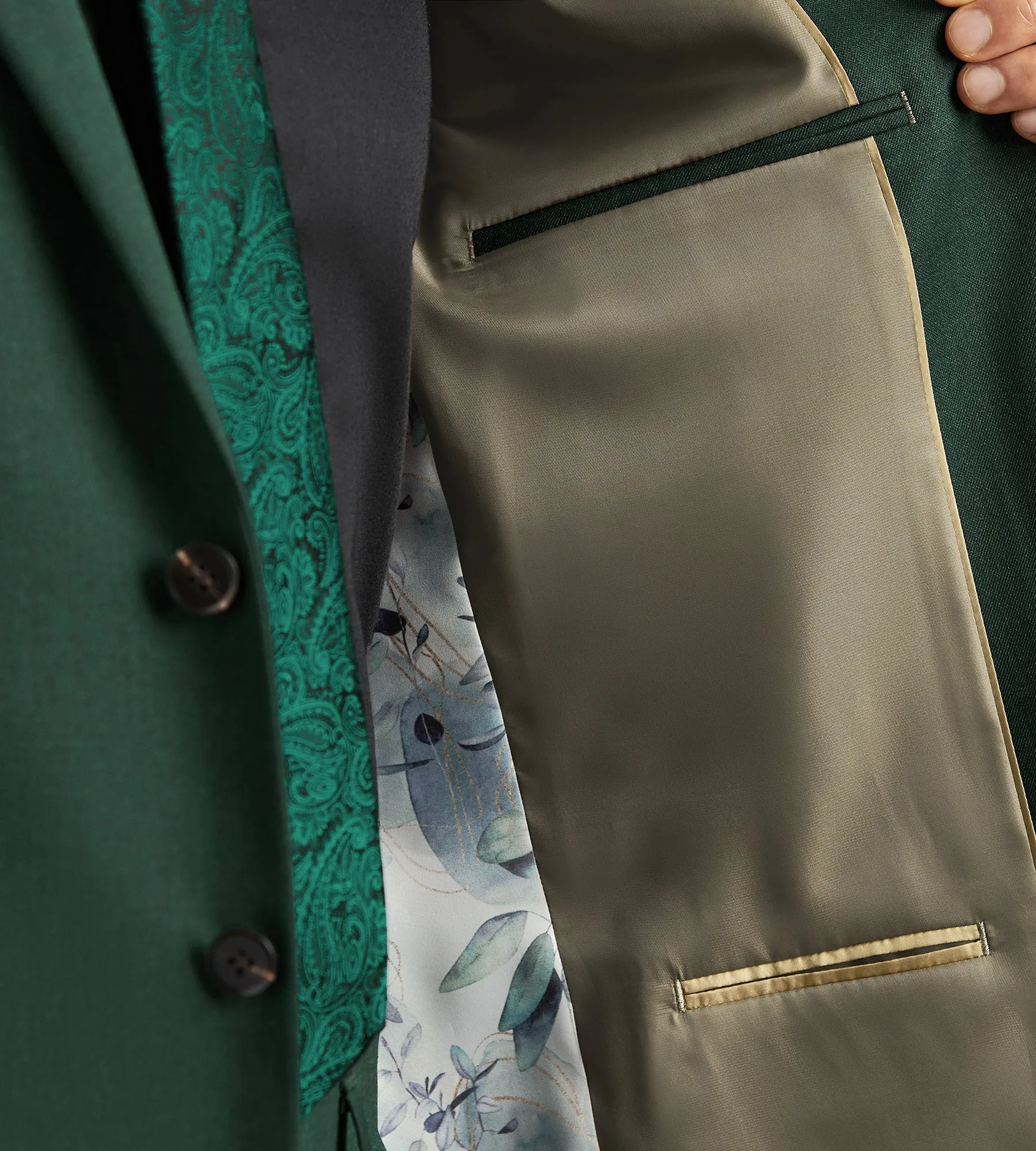 Slim Fit Dark Green Solid Suit Jacket sold by Tip Top product image thumbnail 3