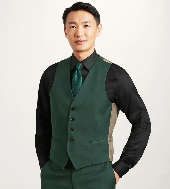 Dark Green Solid Suit Vest sold by Tip Top
