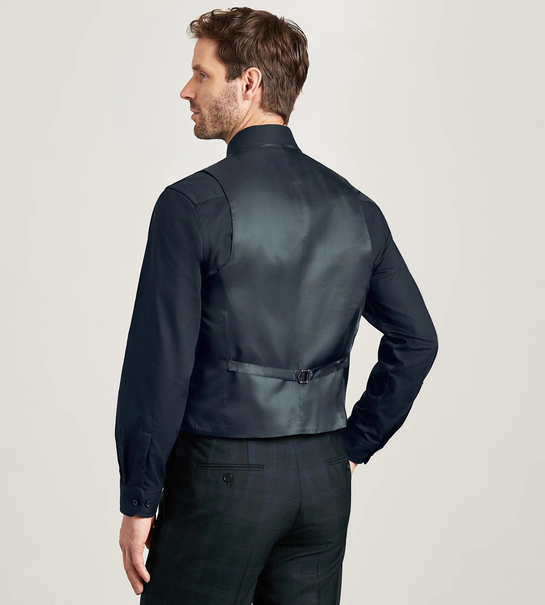 Modern Fit Navy Plaid Suit Vest sold by Tip Top product image thumbnail 3