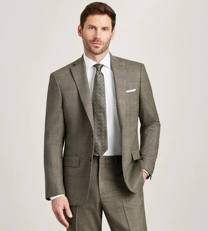 Modern Fit Brown Plaid Suit Jacket sold by Tip Top
