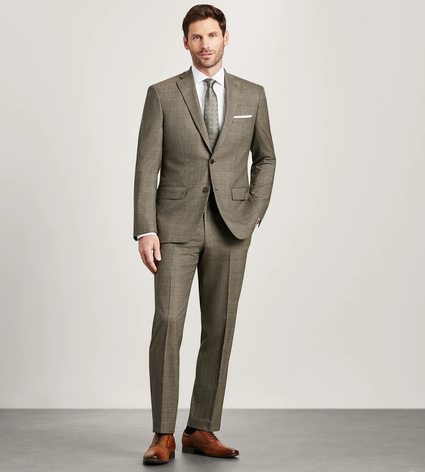 Modern Fit Brown Plaid Suit Jacket sold by Tip Top product image thumbnail 3