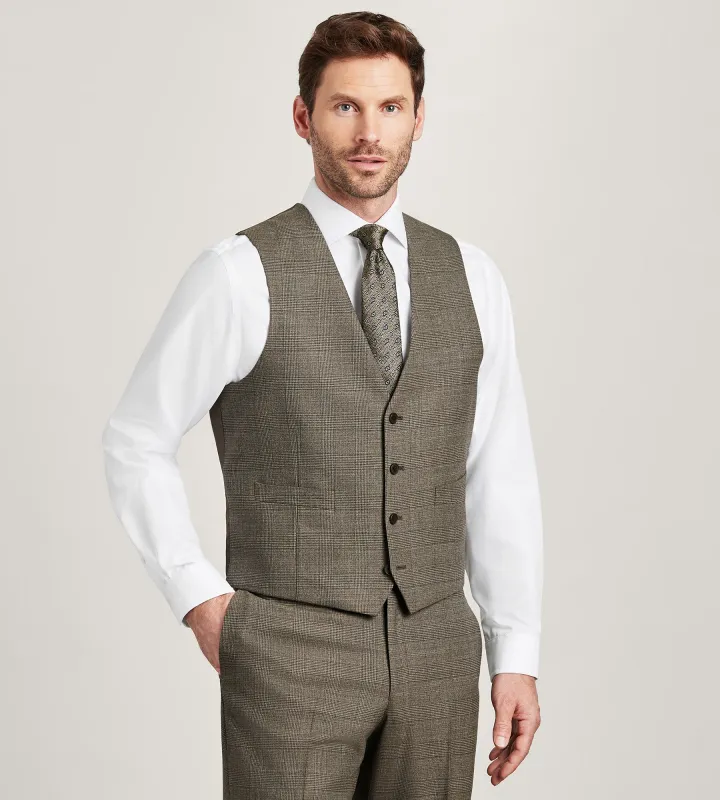 Modern Fit Brown Plaid Suit Vest sold by Tip Top