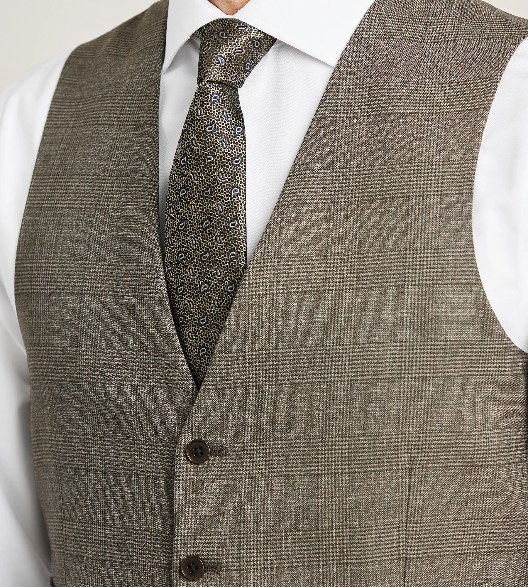 Modern Fit Brown Plaid Suit Vest sold by Tip Top product image thumbnail 2