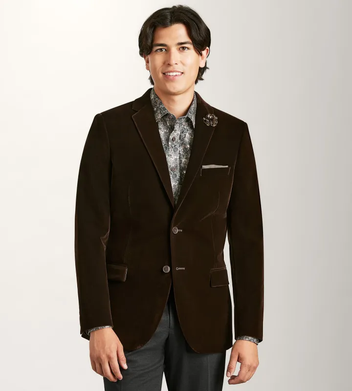 Slim Fit Brown Velvet Tuxedo Jacket sold by Tip Top