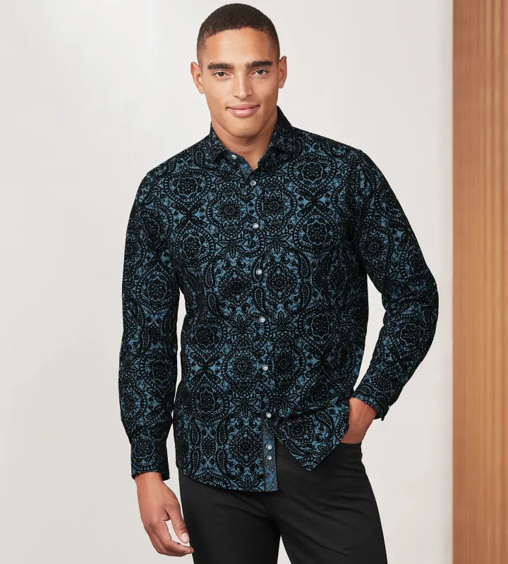 Long Sleeve Flocking Casual Shirt sold by Tip Top