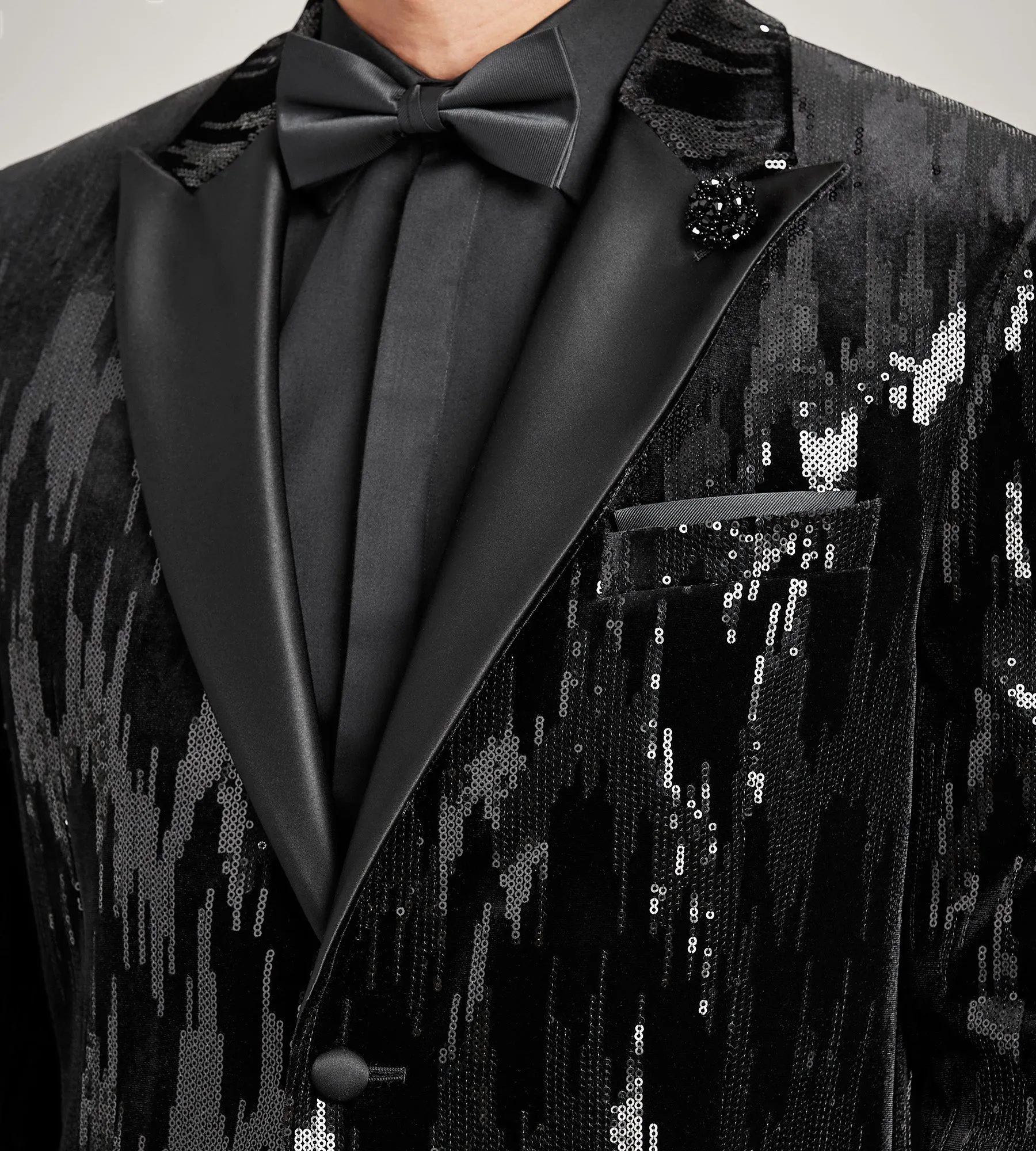 Modern Fit Black Sequin Tuxedo Jacket sold by Tip Top product image thumbnail 2