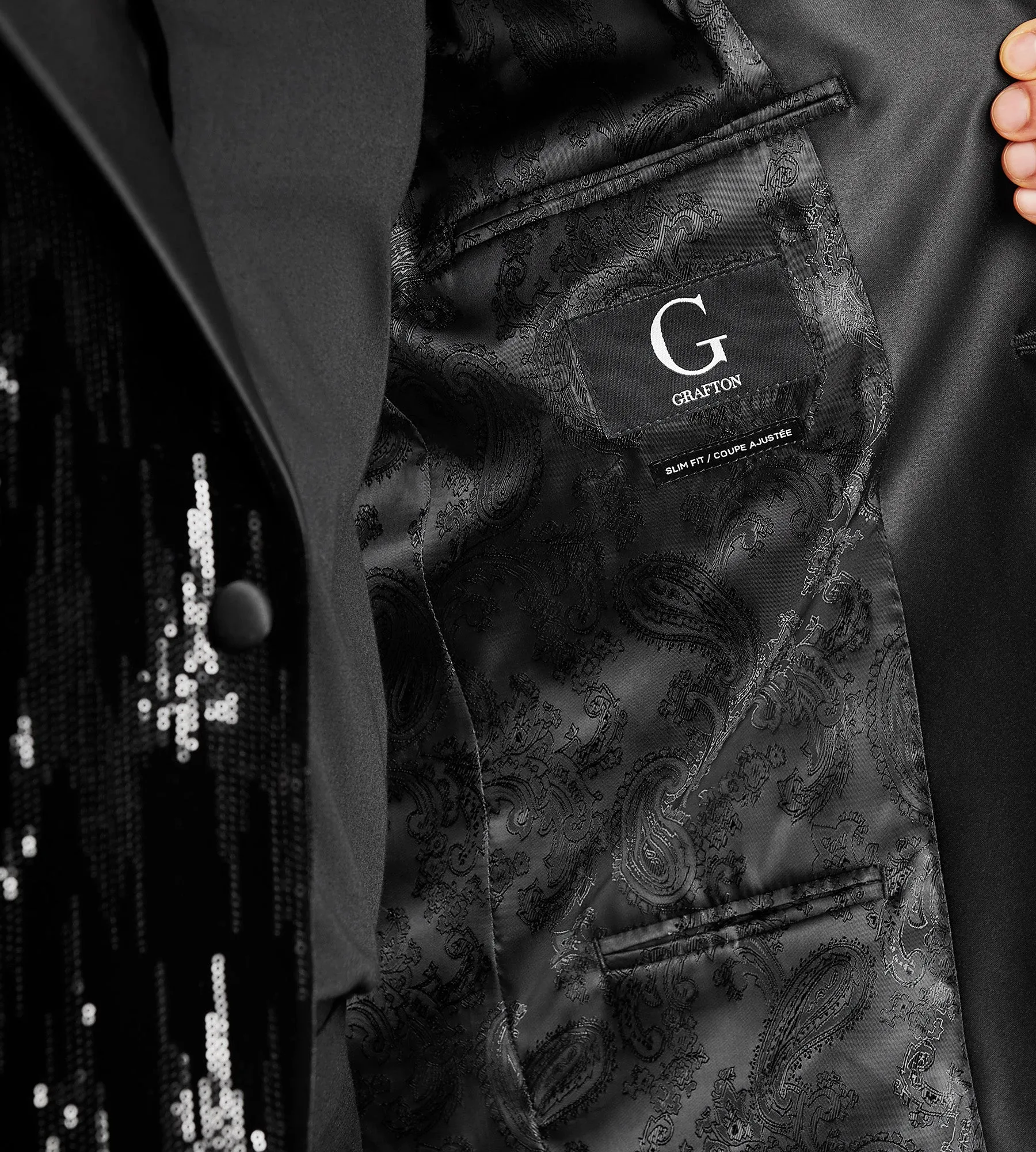 Modern Fit Black Sequin Tuxedo Jacket sold by Tip Top product image thumbnail 3