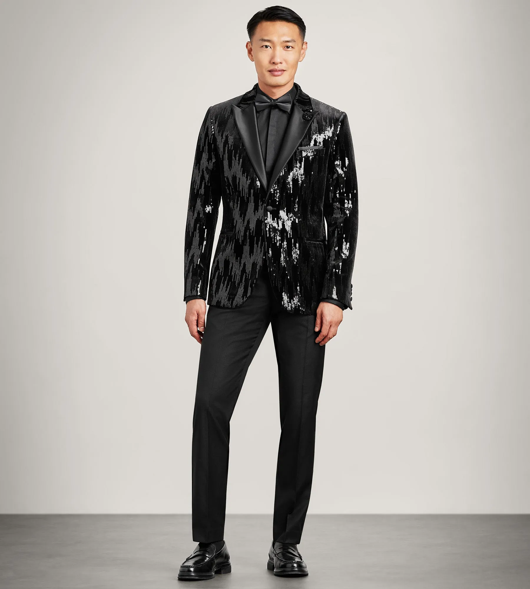 Modern Fit Black Sequin Tuxedo Jacket sold by Tip Top product image thumbnail 4