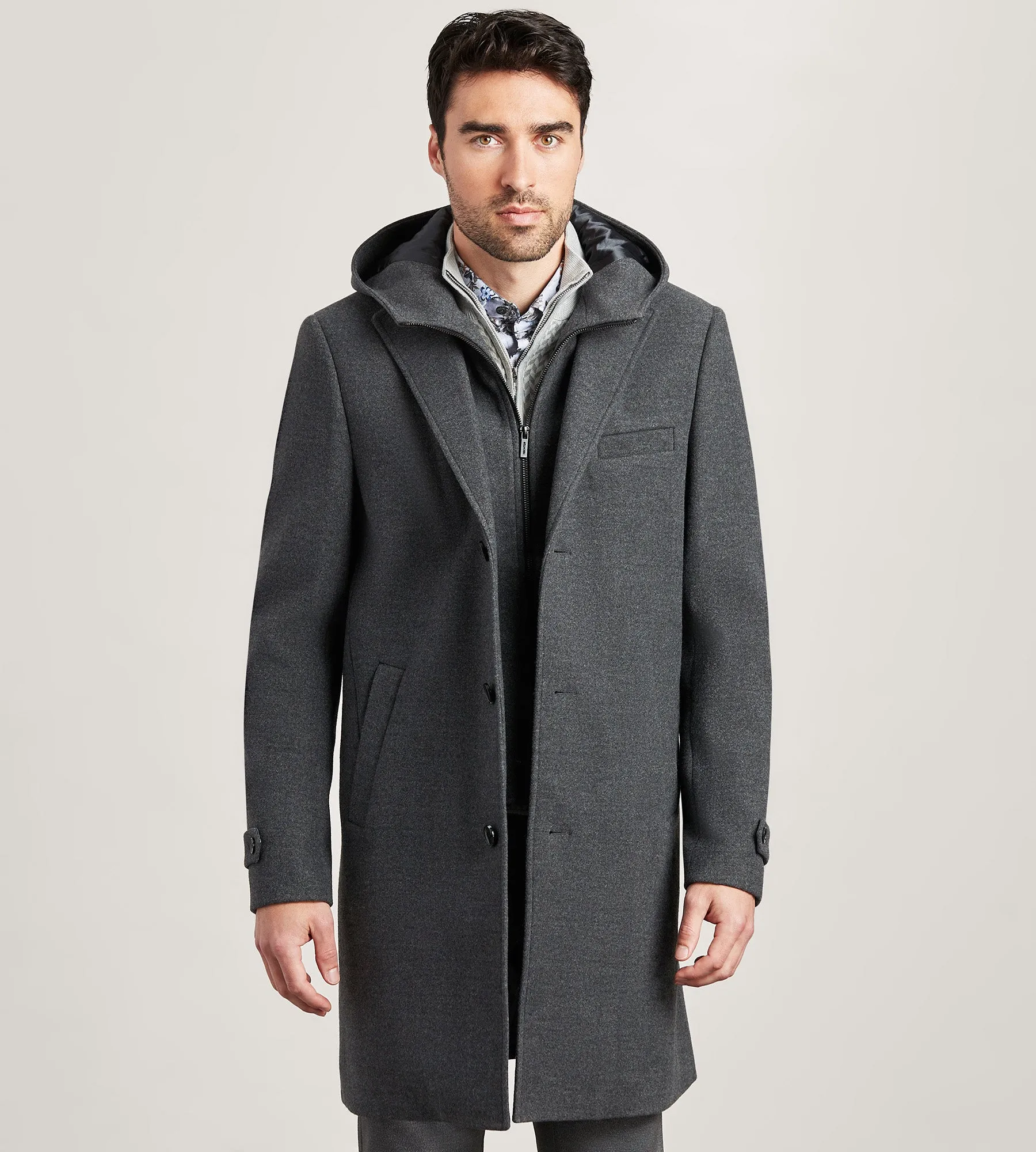 Modern Fit 4-Way Stretch Wool Coat with Removable Hood sold by Tip Top product image thumbnail 5