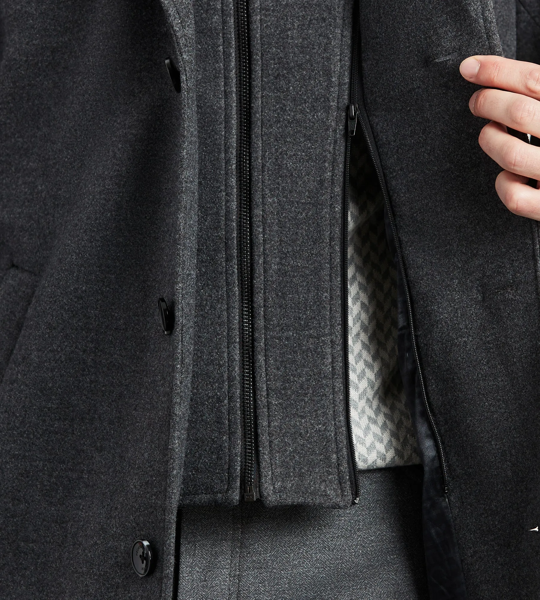 Modern Fit 4-Way Stretch Wool Coat with Removable Hood sold by Tip Top product image thumbnail 3