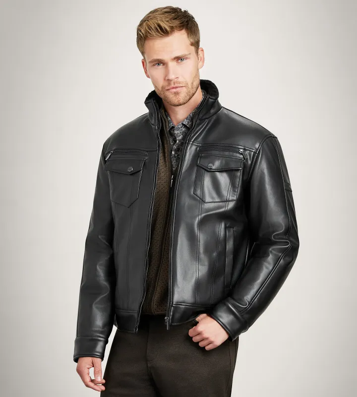 Modern Fit Vegan Leather Jacket sold by Tip Top