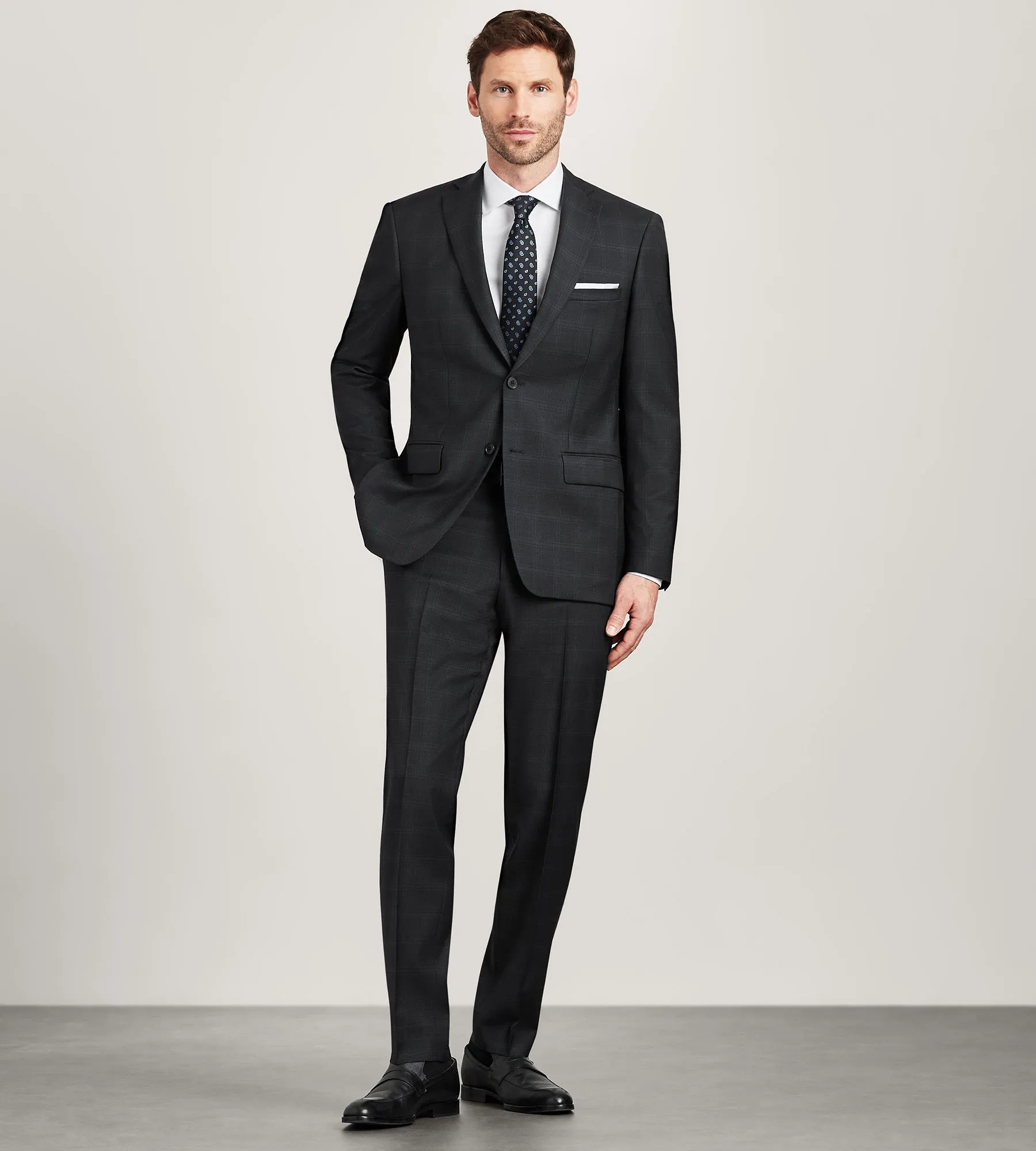 Modern Fit Black Plaid Suit Jacket sold by Tip Top product image thumbnail 3