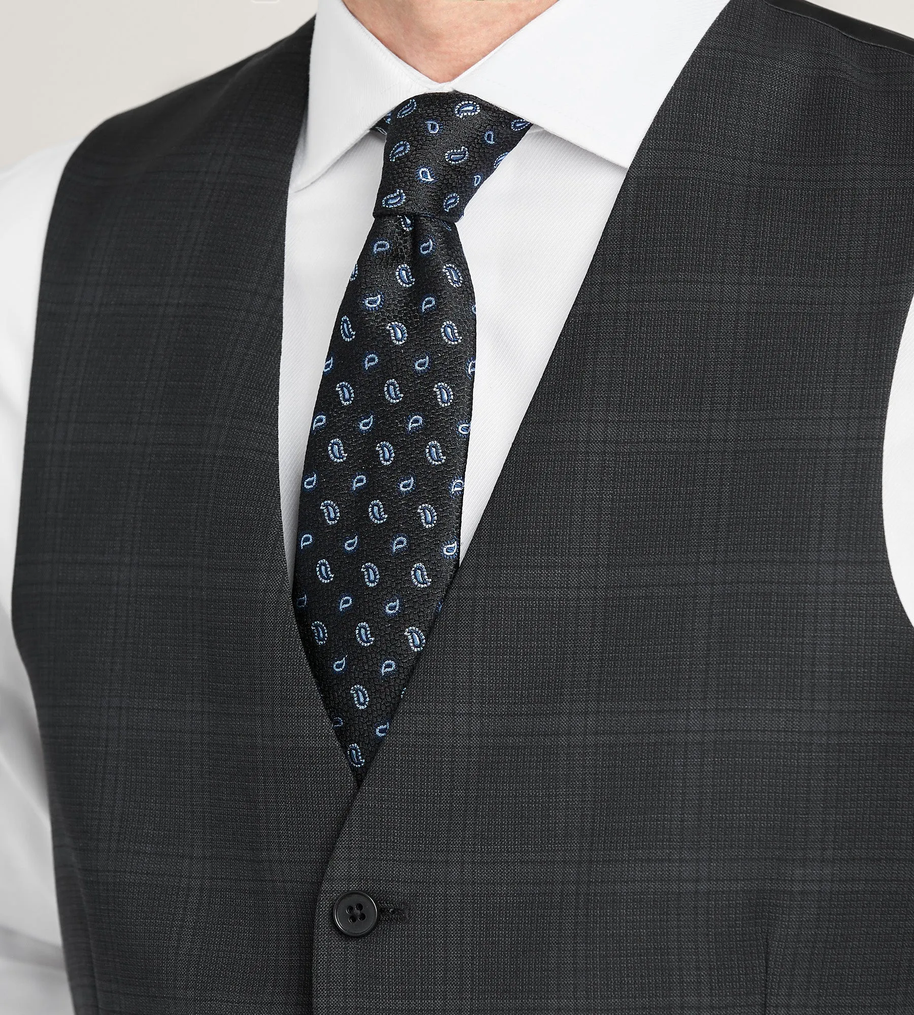 Modern Fit Black Plaid Suit Vest sold by Tip Top product image thumbnail 2