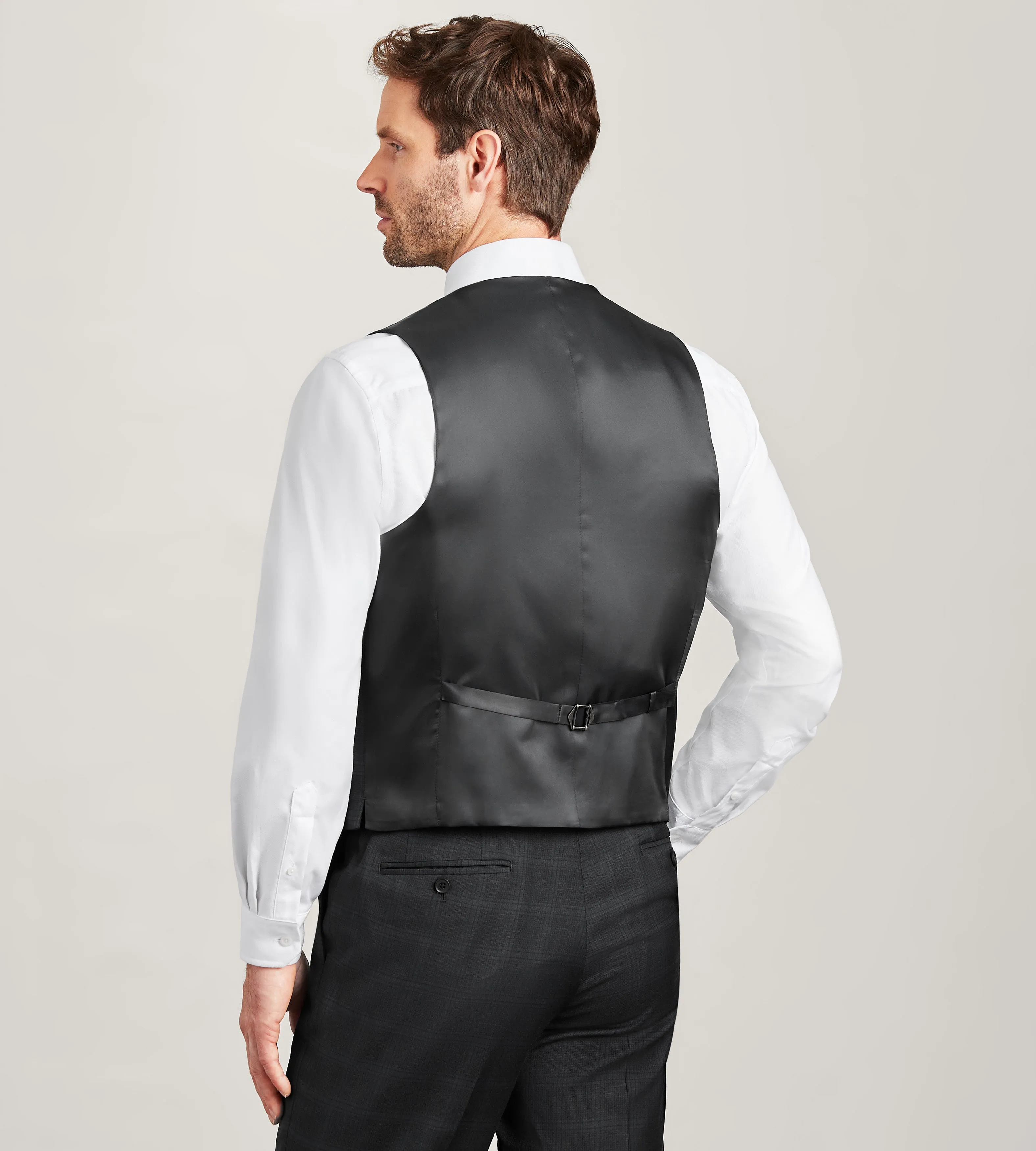 Modern Fit Black Plaid Suit Vest sold by Tip Top product image thumbnail 3