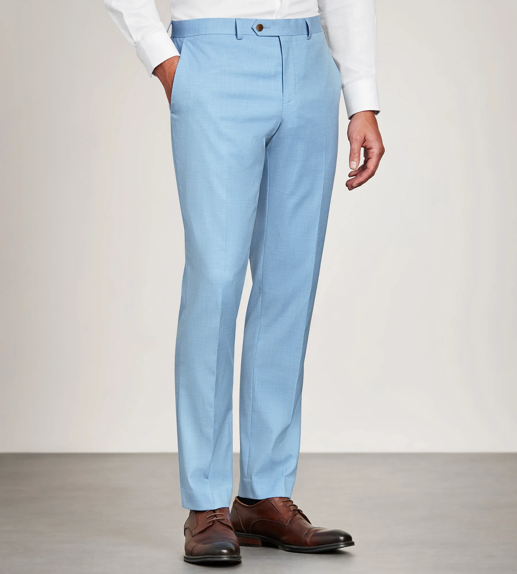 Slim Fit Light Blue Solid Suit Pants sold by Tip Top