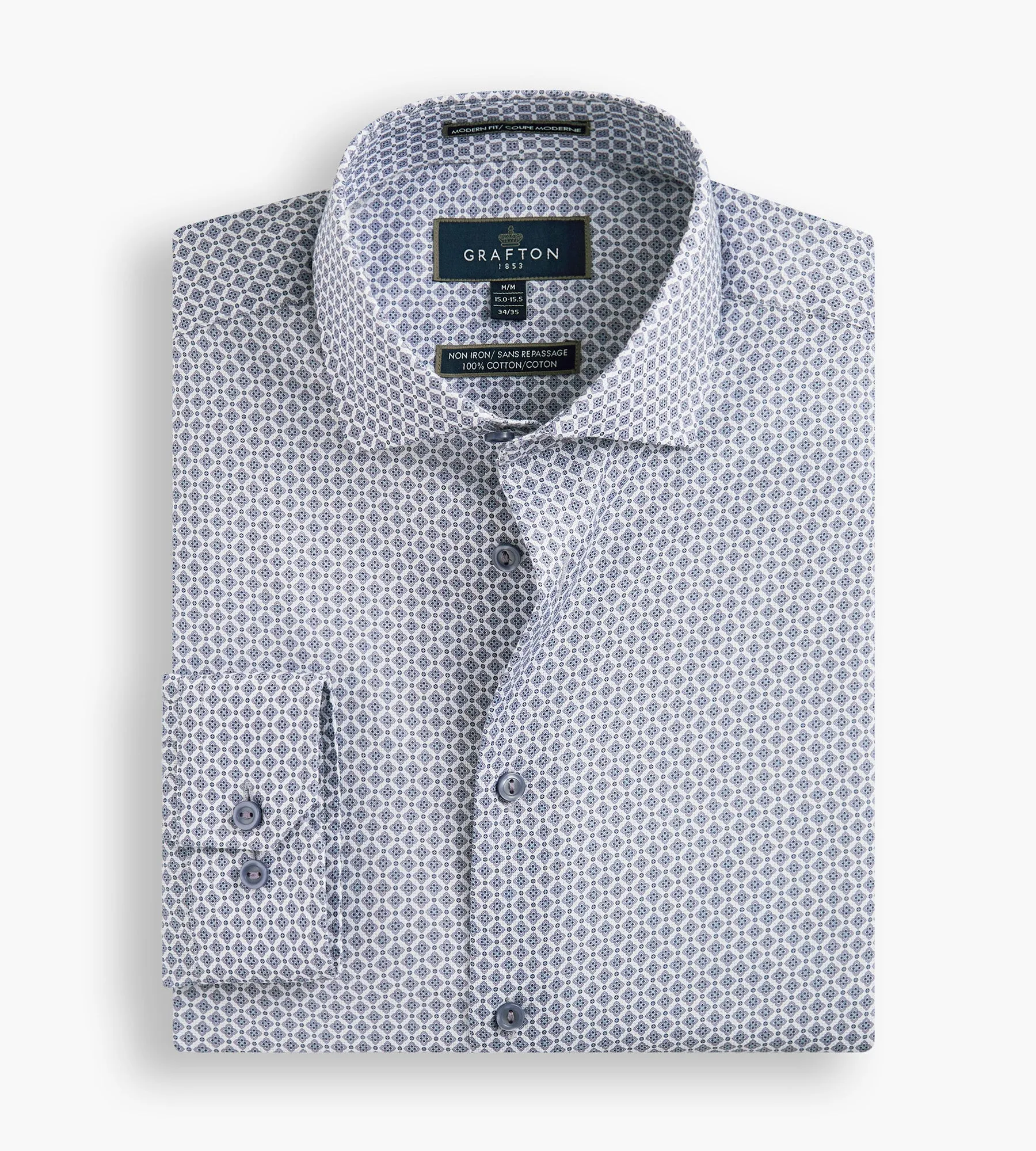 Modern Fit Geo Print Non-Iron Dress Shirt sold by Tip Top