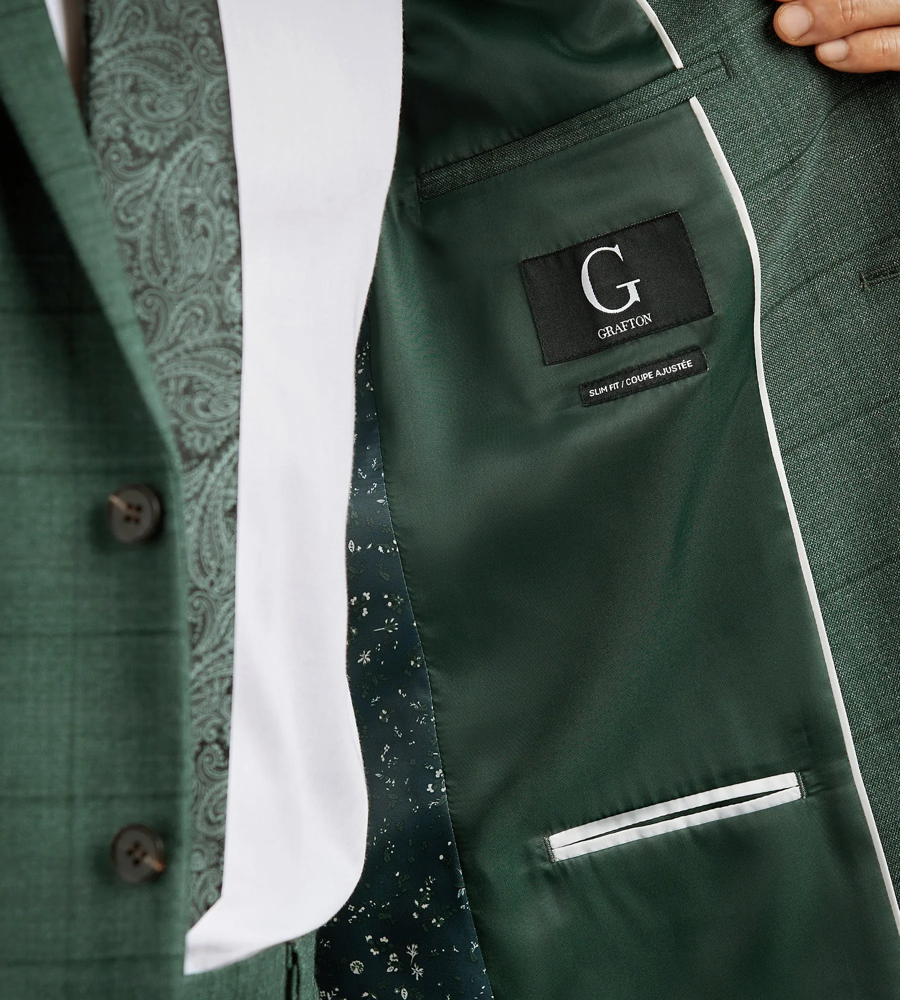 Slim Fit Green Windowpane Suit Jacket sold by Tip Top product image thumbnail 3