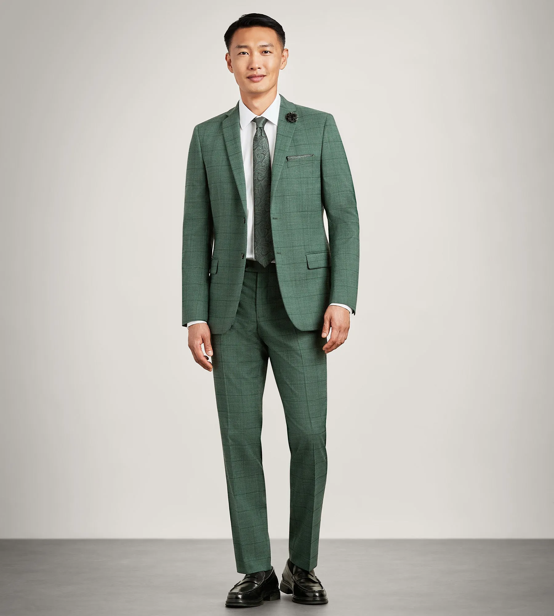 Slim Fit Green Windowpane Suit Jacket sold by Tip Top product image thumbnail 4
