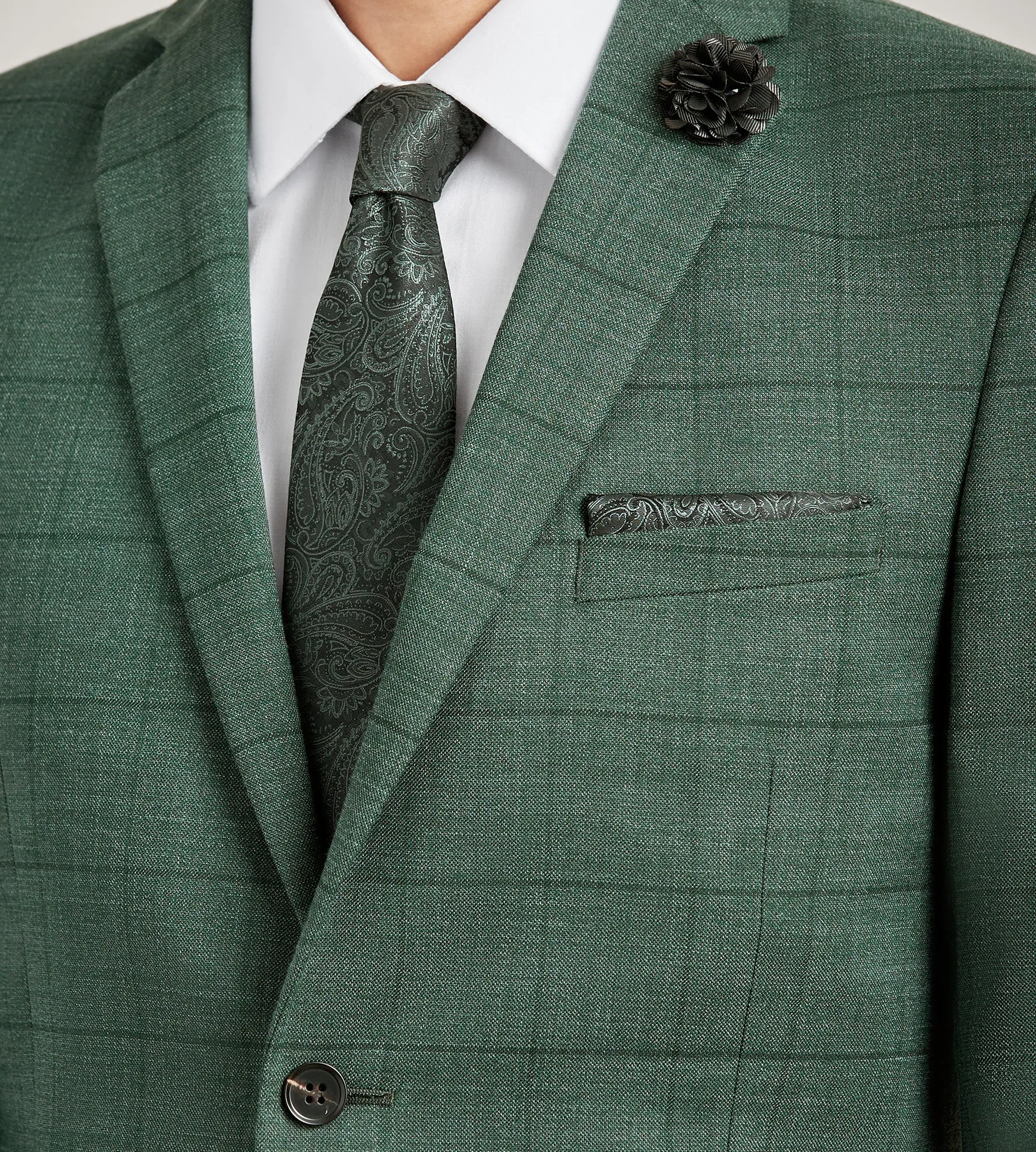 Slim Fit Green Windowpane Suit Jacket sold by Tip Top product image thumbnail 2