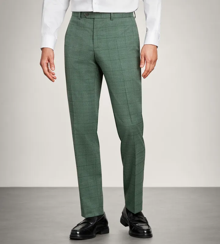 Slim Fit Green Windowpane Suit Pant sold by Tip Top