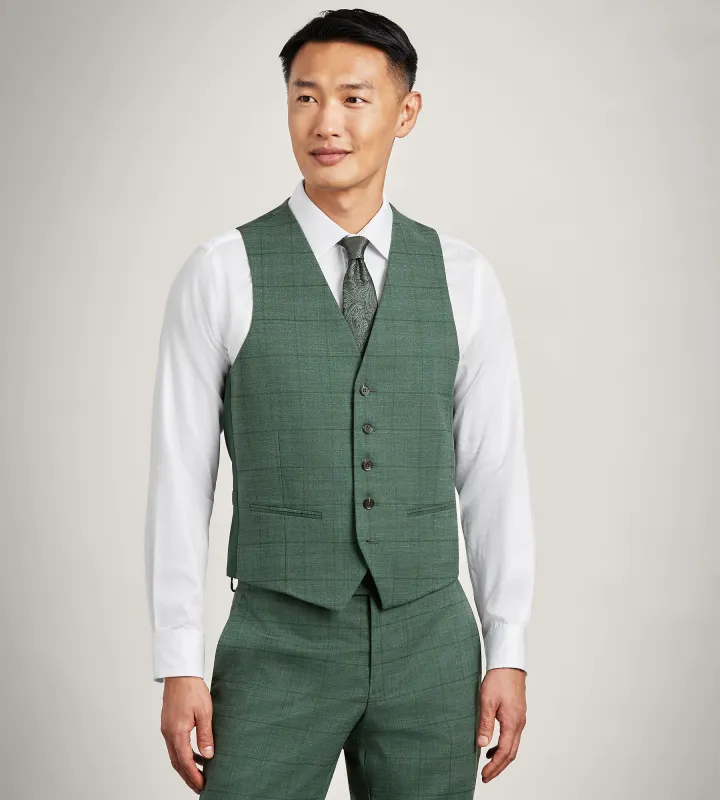 Green Windowpane Suit Vest sold by Tip Top