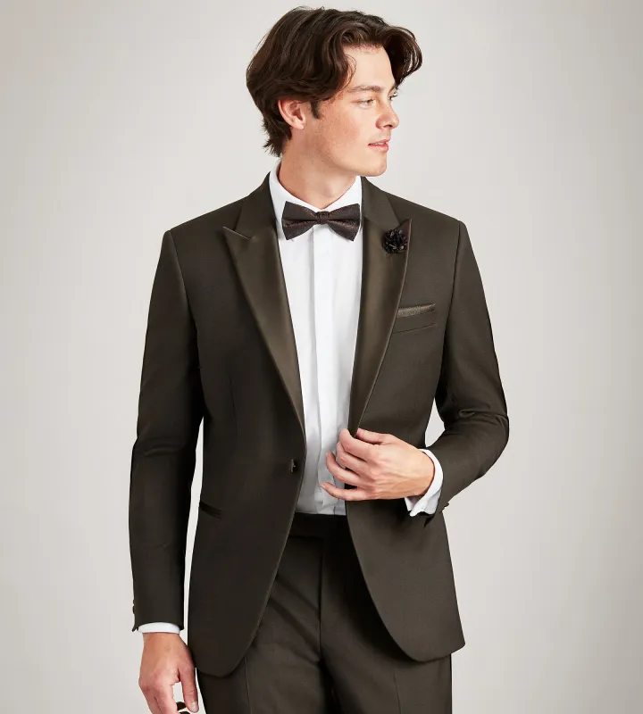 Slim Fit Dark Brown Solid Tuxedo Jacket sold by Tip Top