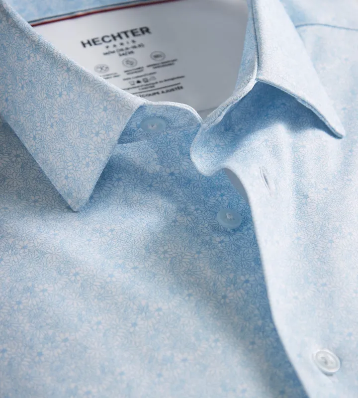 Slim Fit 360° Stretch Knit Non-Iron Soft Touch Floral Print Jersey Dress Shirt sold by Tip Top