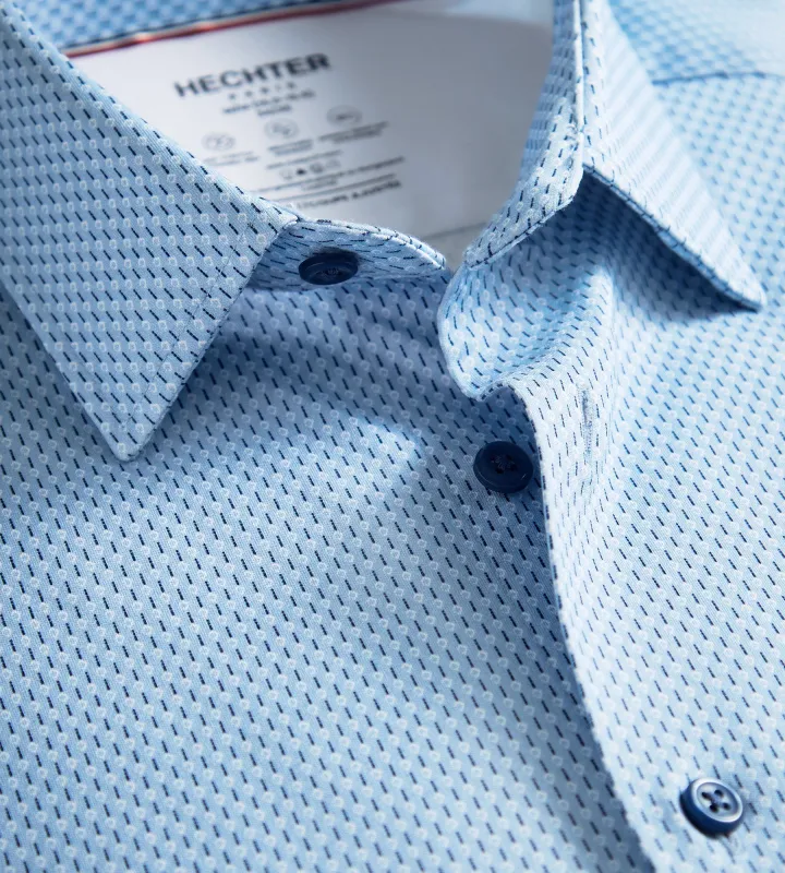 Slim Fit 360° Stretch Knit Non-Iron Soft Touch Micro Geo Print Jersey Dress Shirt sold by Tip Top