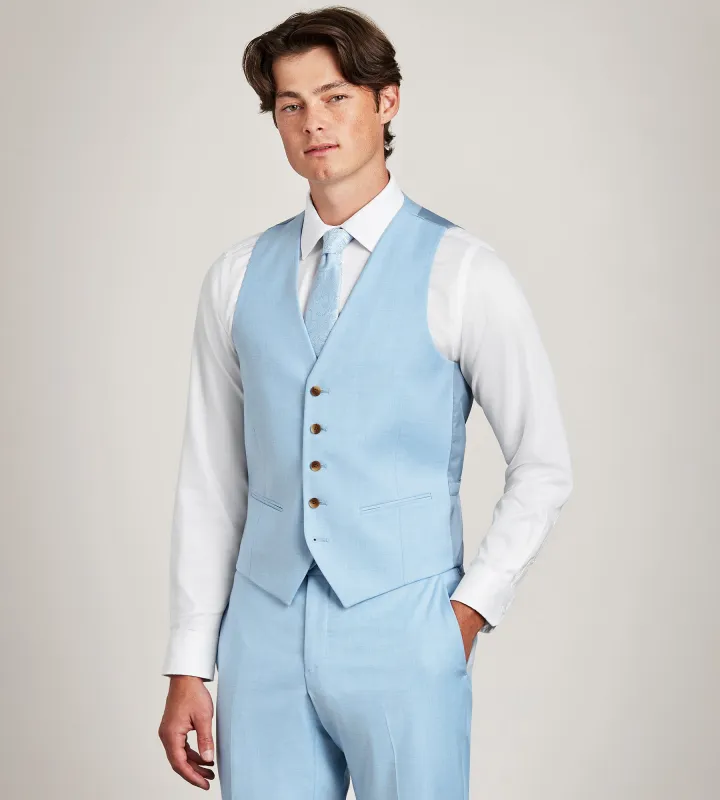 Light Blue Solid Suit Vest sold by Tip Top