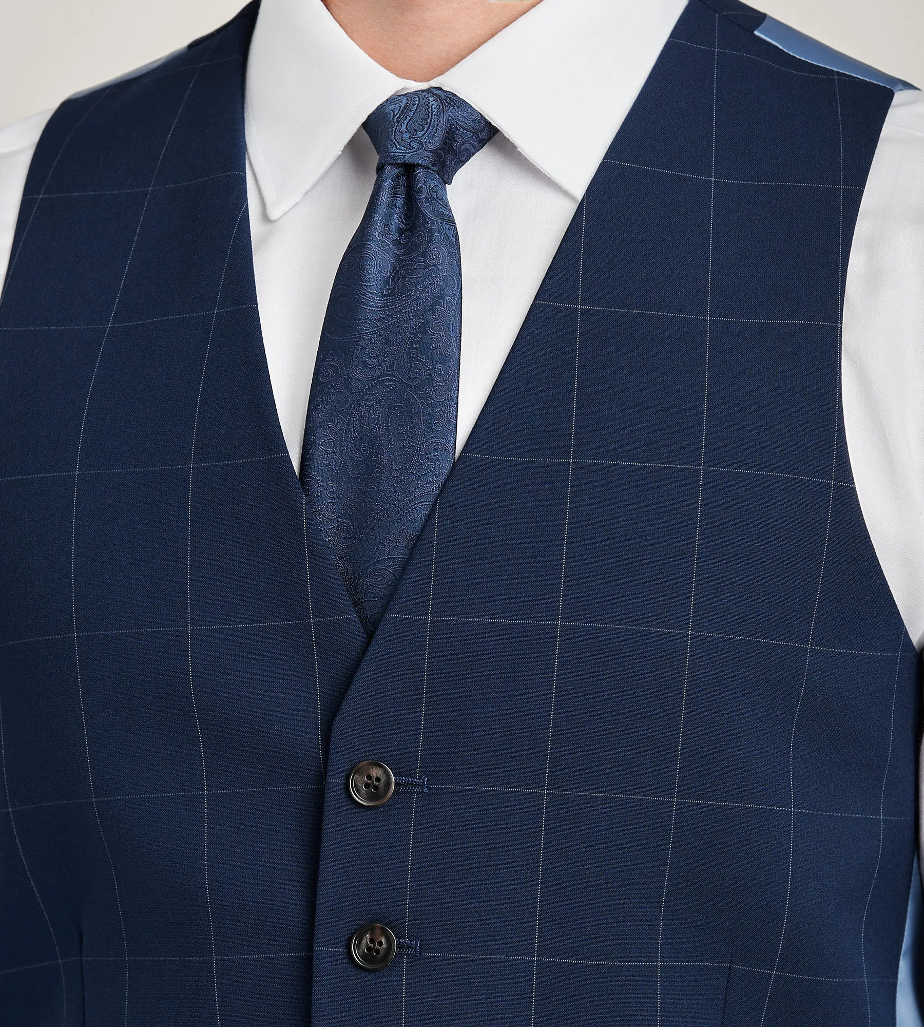 Navy Windowpane Suit Vest sold by Tip Top product image thumbnail 2
