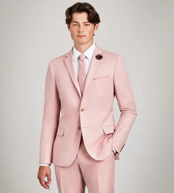 Slim Fit Light Pink Solid Suit made by G GRAFTON