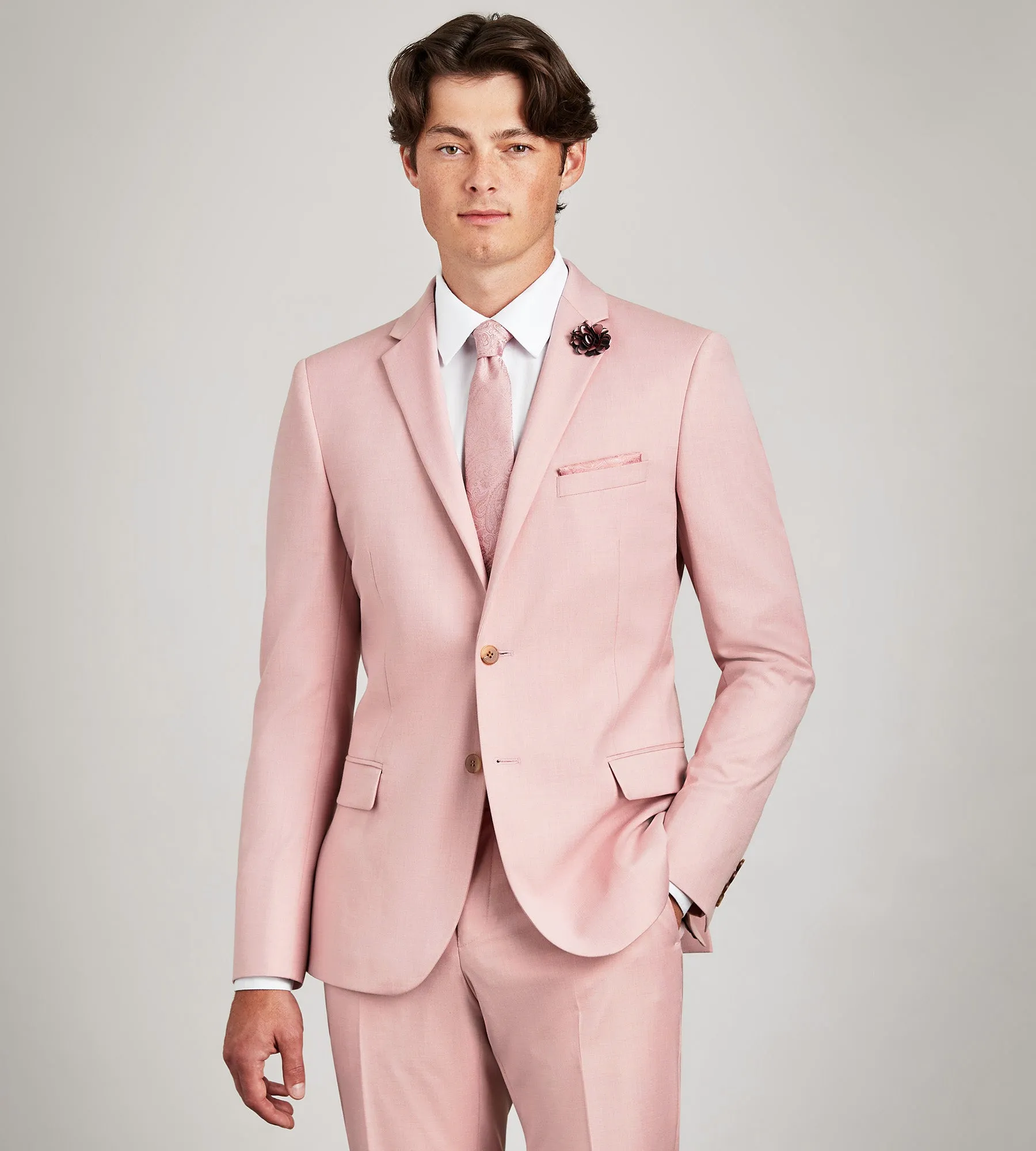 Slim Fit Light Pink Solid Suit sold by Tip Top