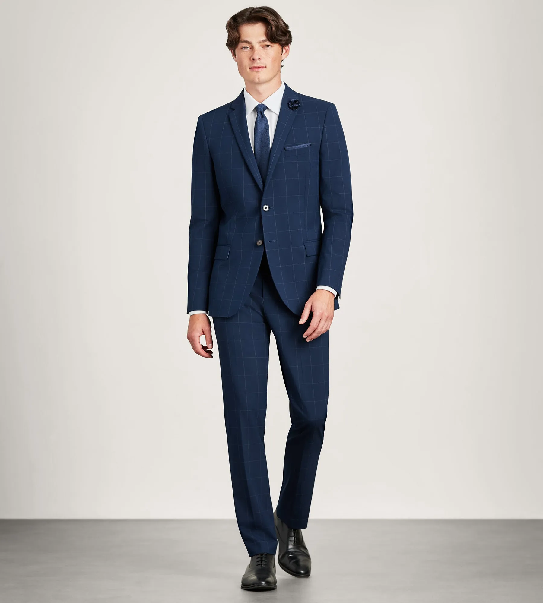 Slim Fit Navy Windowpane Suit sold by Tip Top product image thumbnail 3