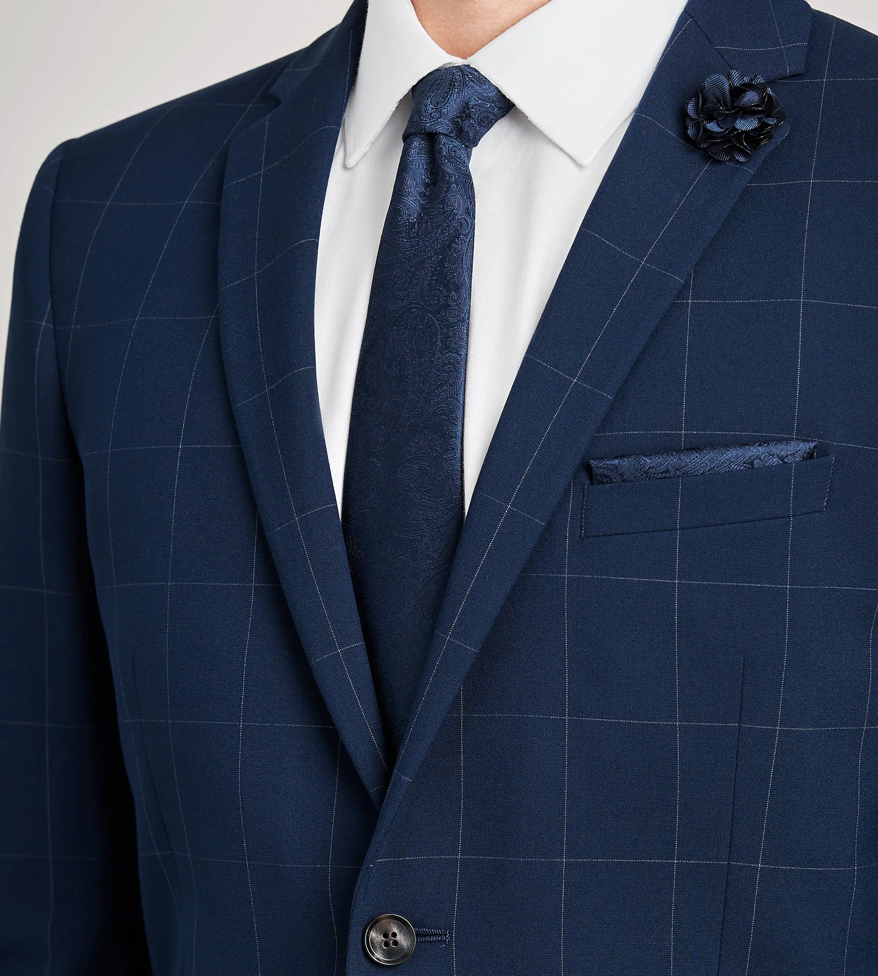 Slim Fit Navy Windowpane Suit Jacket sold by Tip Top product image thumbnail 2