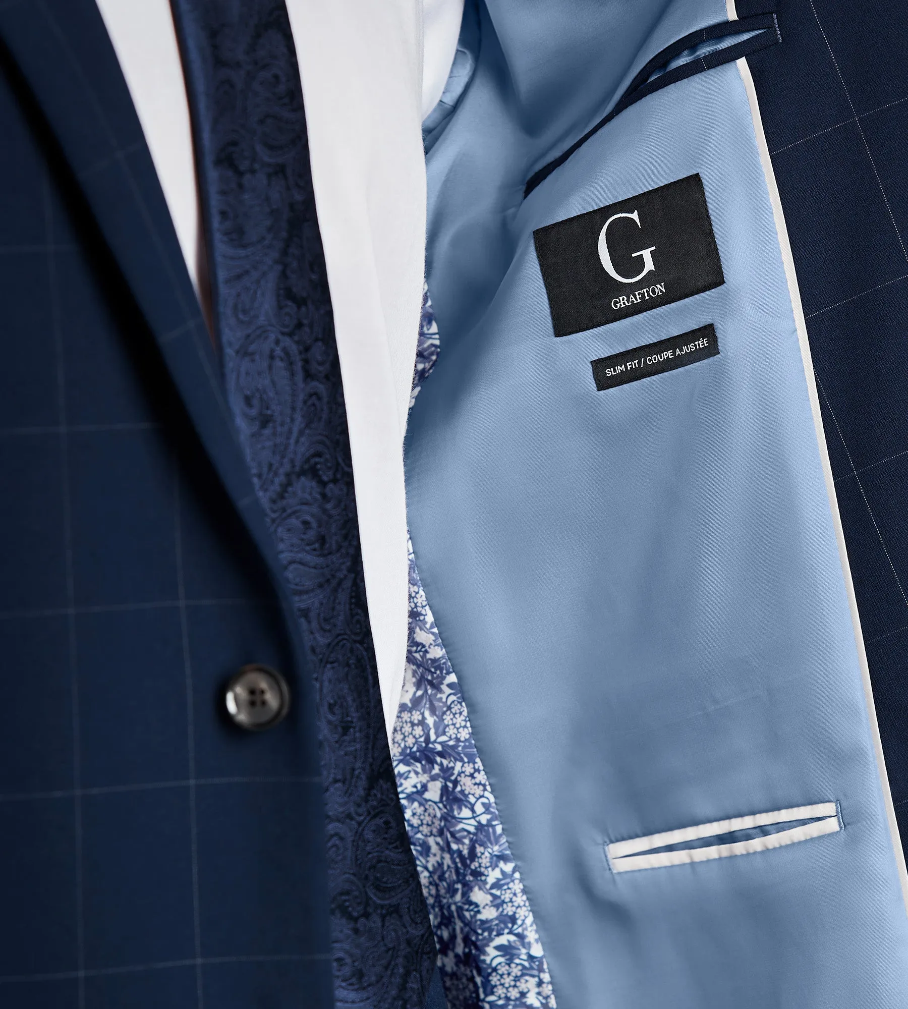 Slim Fit Navy Windowpane Suit Jacket sold by Tip Top product image thumbnail 4