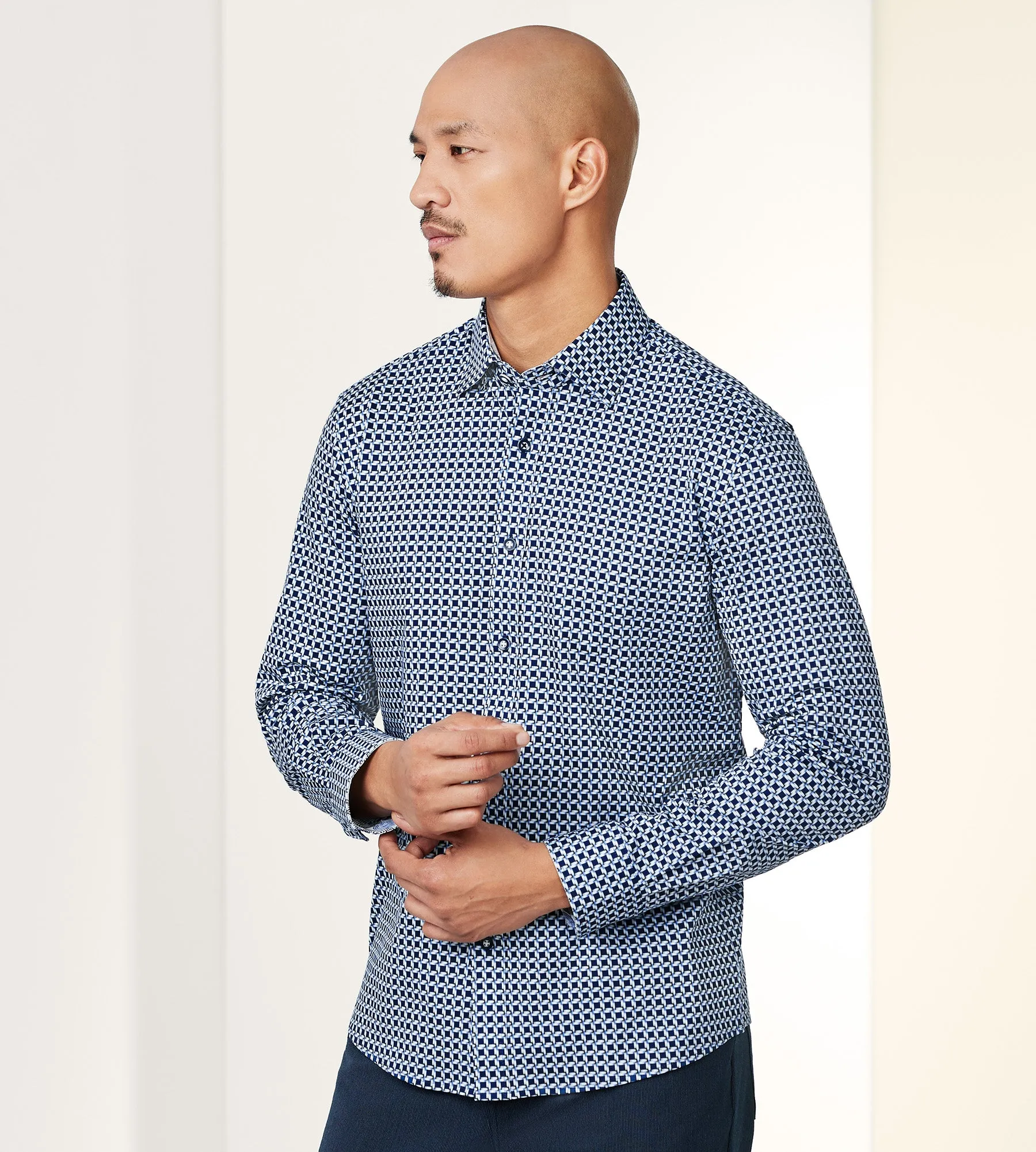 Modern Fit 360° Stretch Long Sleeve Printed Sport Shirt sold by Tip Top