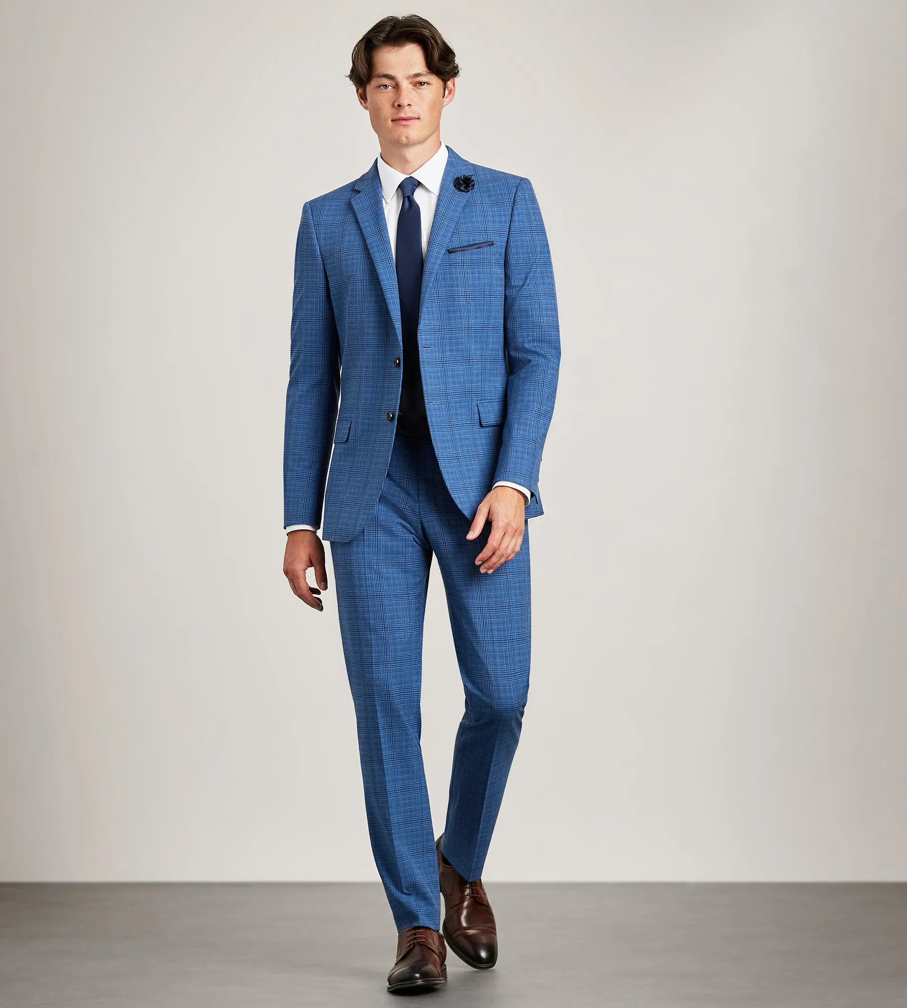 Slim Fit Blue Plaid Suit Jacket sold by Tip Top product image thumbnail 4