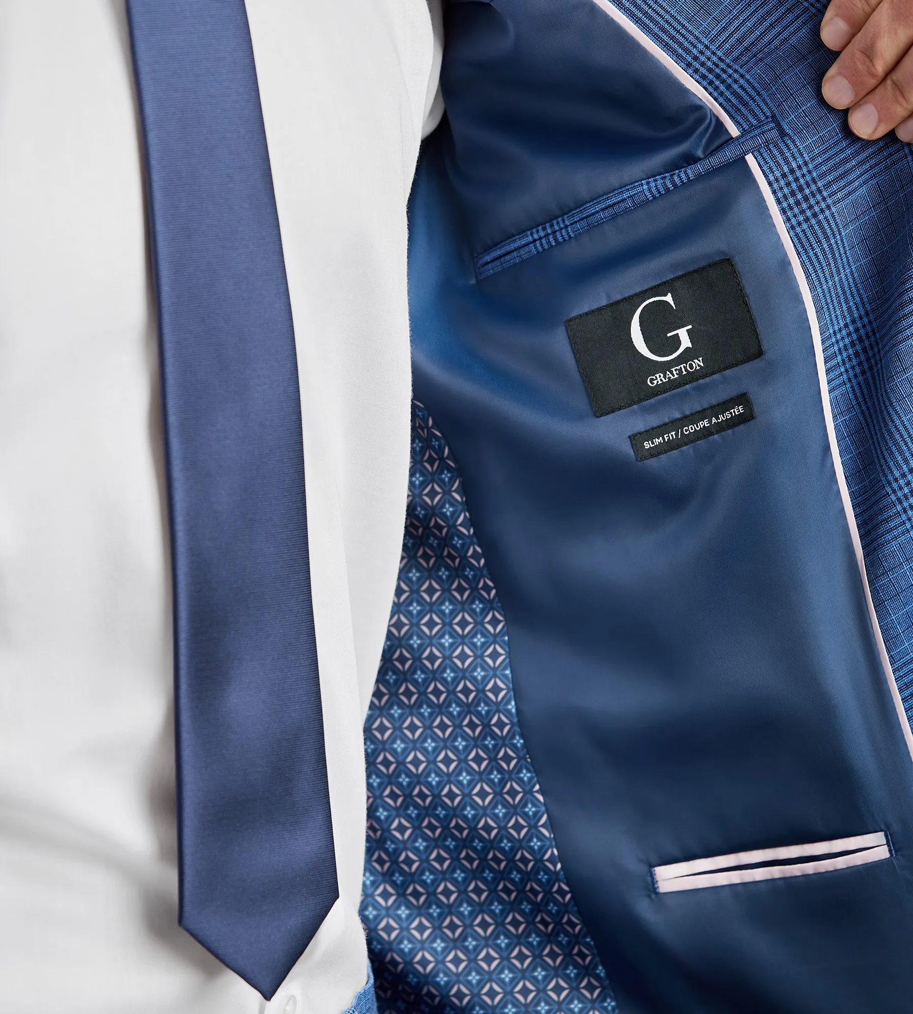 Slim Fit Blue Plaid Suit Jacket sold by Tip Top product image thumbnail 3