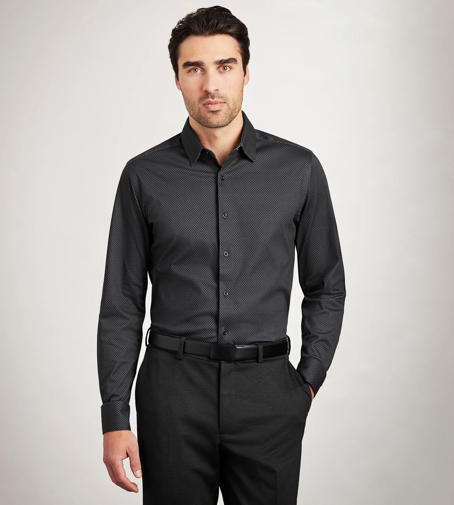 Slim Fit 360° Stretch Knit Non-Iron Soft Touch Geo Print Jersey Dress Shirt sold by Tip Top product image thumbnail 2