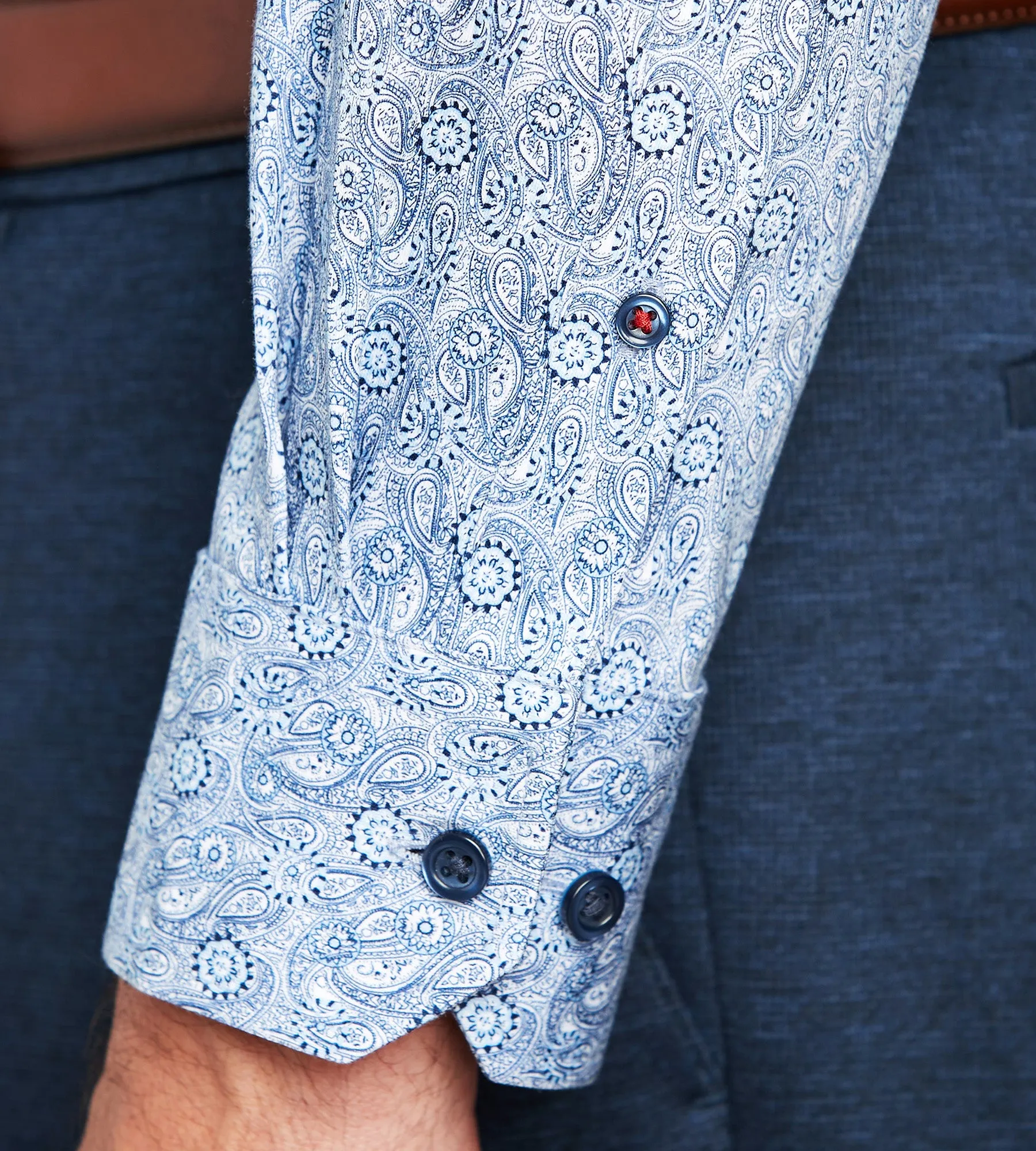 Slim Fit 360° Stretch Knit Non-Iron Soft Touch Paisley Print Jersey Dress Shirt sold by Tip Top product image thumbnail 4