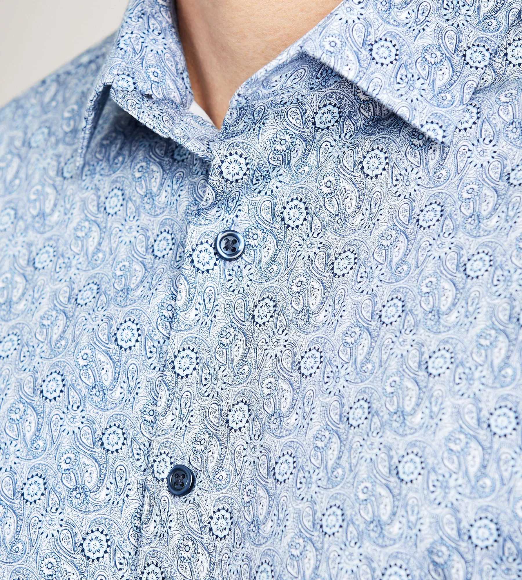 Slim Fit 360° Stretch Knit Non-Iron Soft Touch Paisley Print Jersey Dress Shirt sold by Tip Top product image thumbnail 3