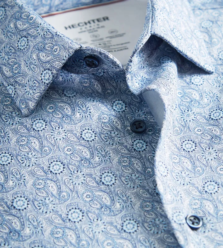 Slim Fit 360° Stretch Knit Non-Iron Soft Touch Paisley Print Jersey Dress Shirt sold by Tip Top