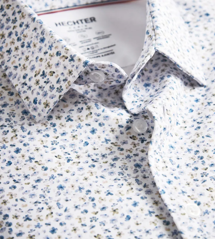Slim Fit 360° Stretch Knit Non-Iron Soft Touch Floral Print Jersey Dress Shirt sold by Tip Top