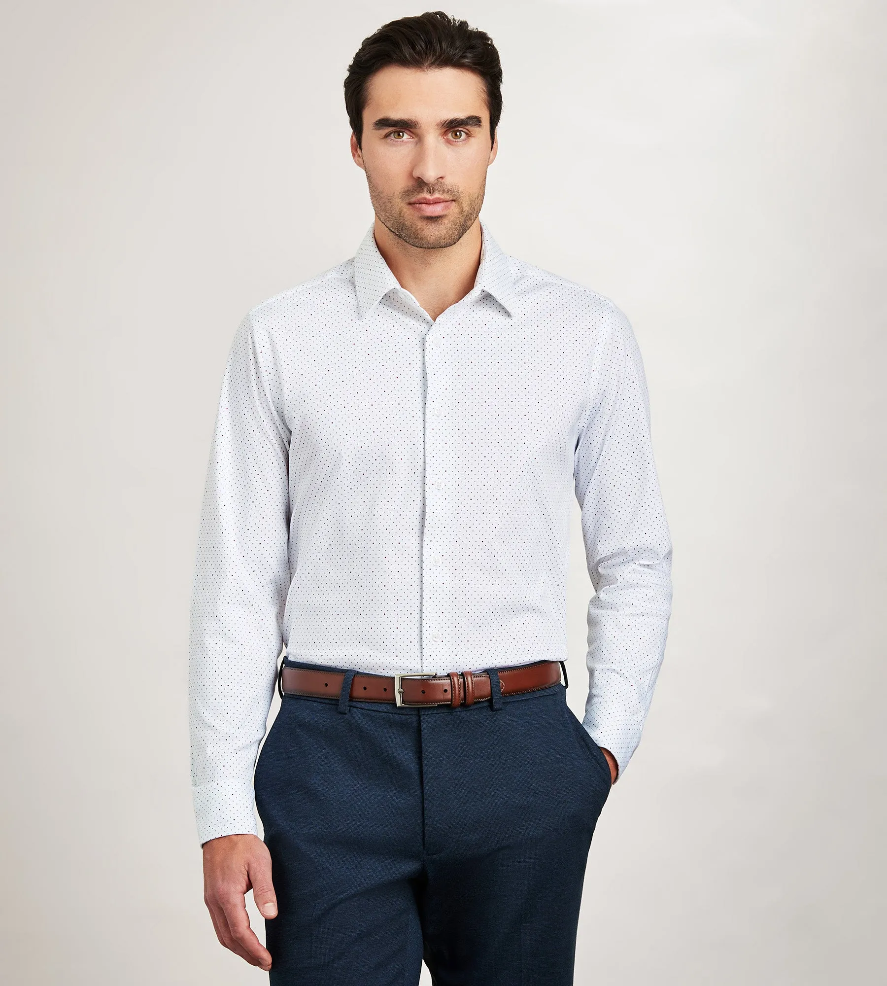 Slim Fit 360° Stretch Knit Non-Iron Soft Touch Geo Print Jersey Dress Shirt sold by Tip Top product image thumbnail 2