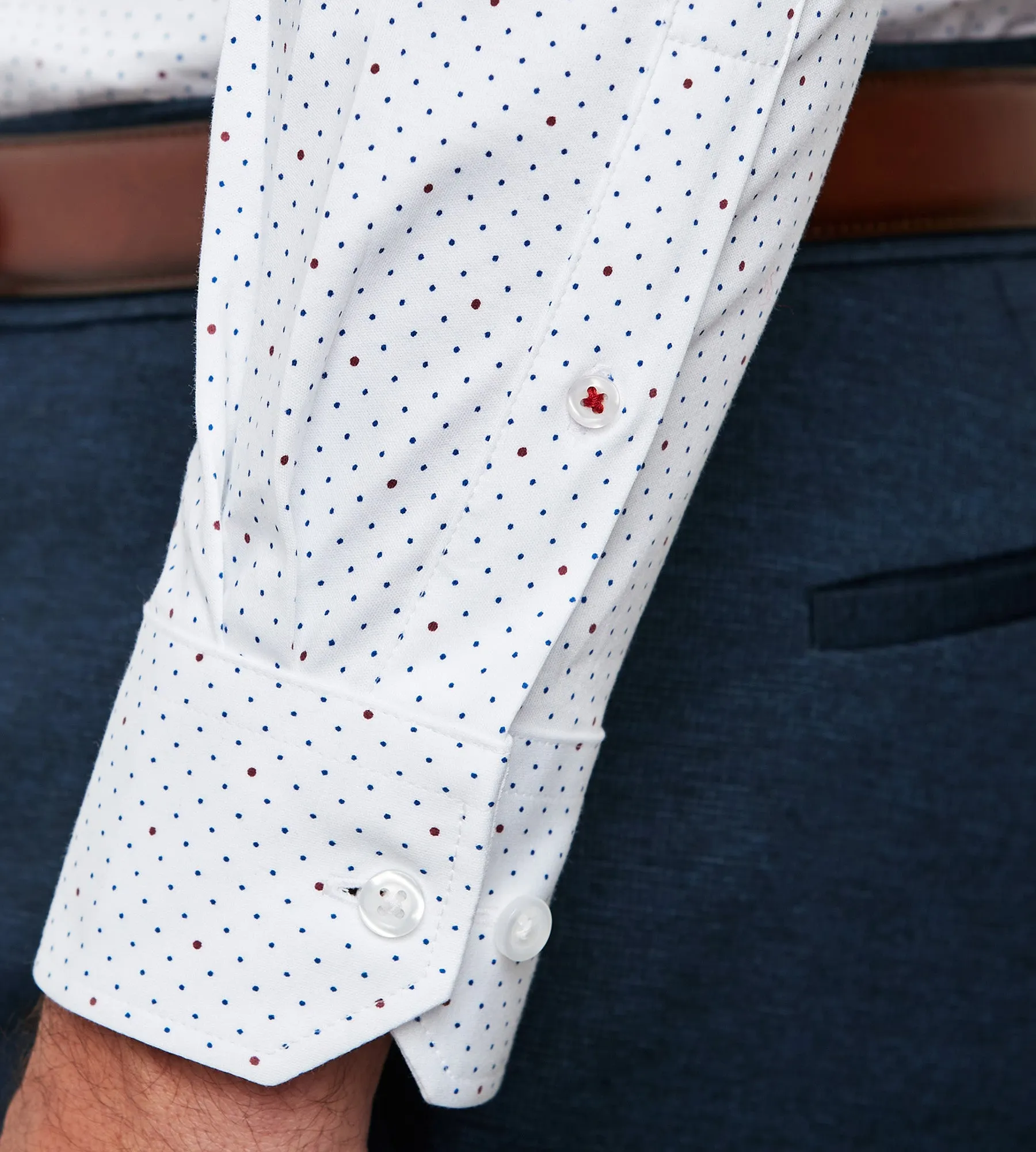 Slim Fit 360° Stretch Knit Non-Iron Soft Touch Geo Print Jersey Dress Shirt sold by Tip Top product image thumbnail 4