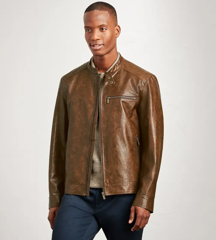 Modern Fit Vegan Leather Jacket sold by Tip Top
