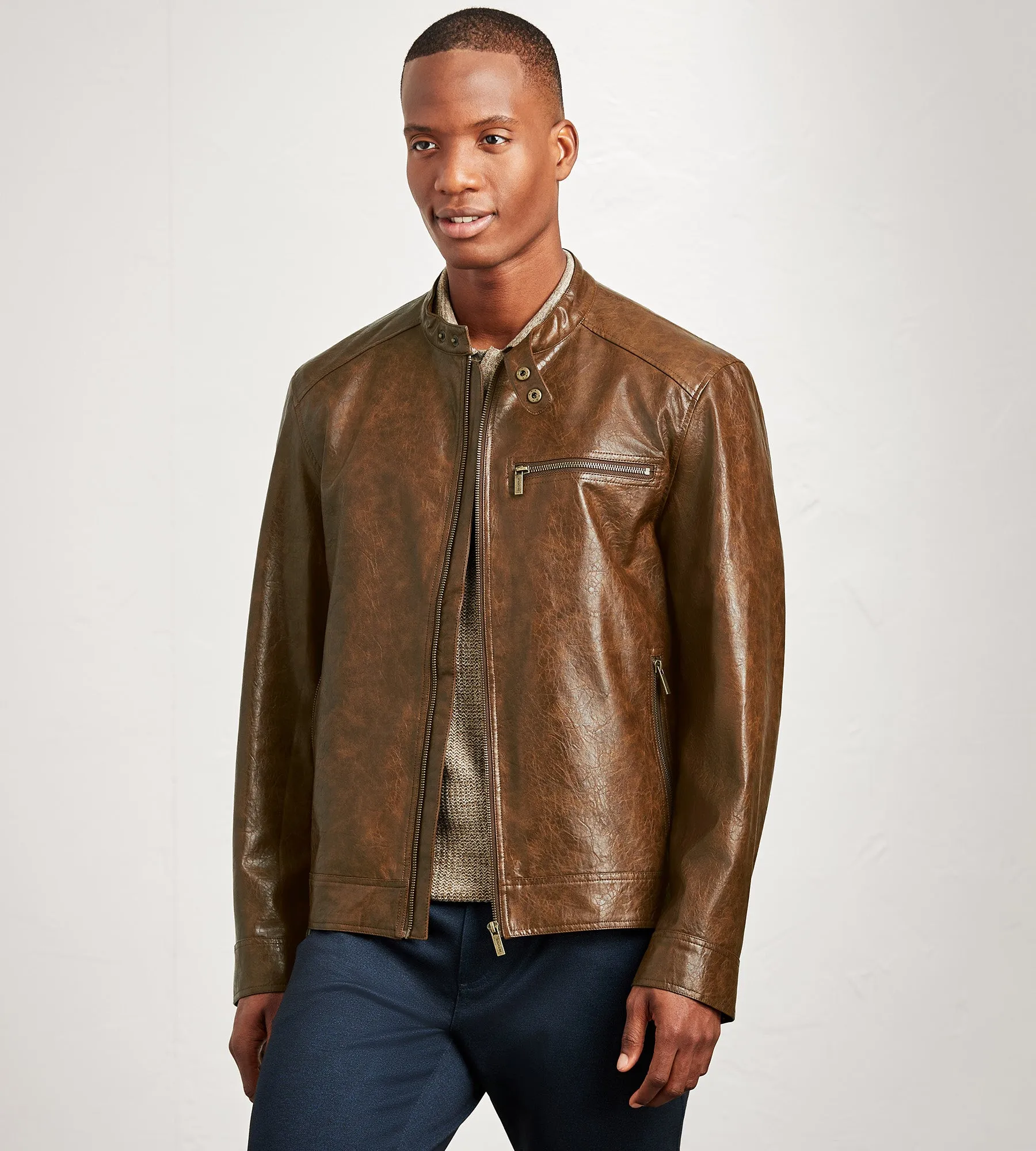 Modern Fit Vegan Leather Jacket sold by Tip Top