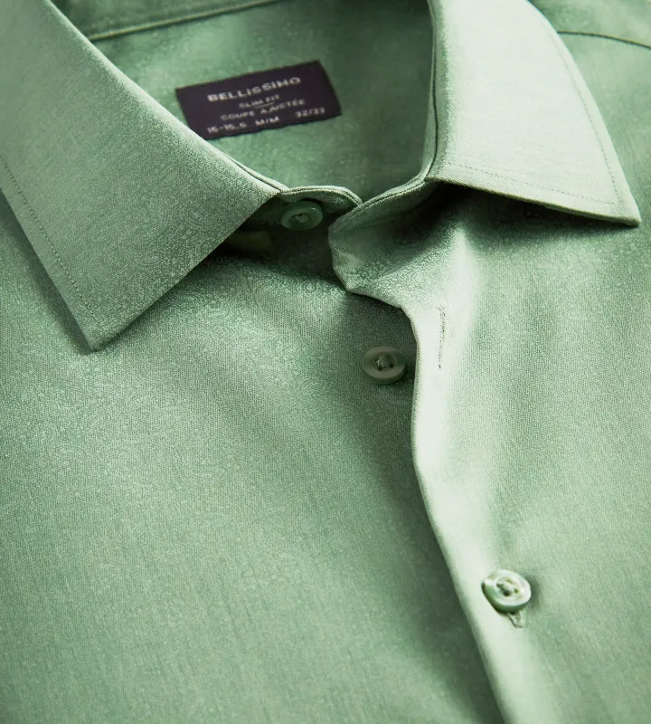 Slim Fit Non- Iron Sateen Dress Shirt sold by Tip Top