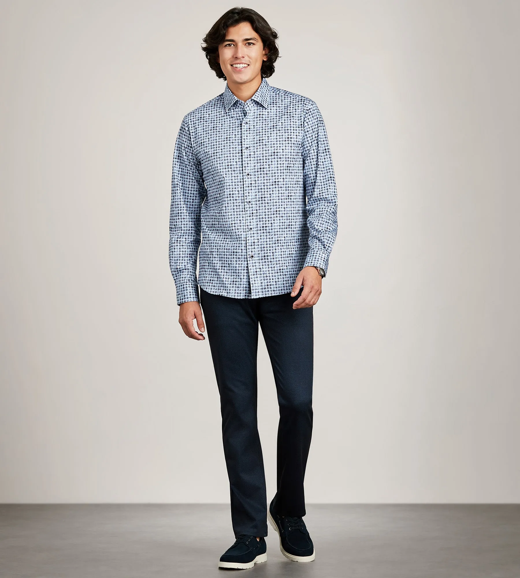 Long Sleeve Water Colour Pattern 360 Stretch Casual Shirt sold by Tip Top product image thumbnail 4